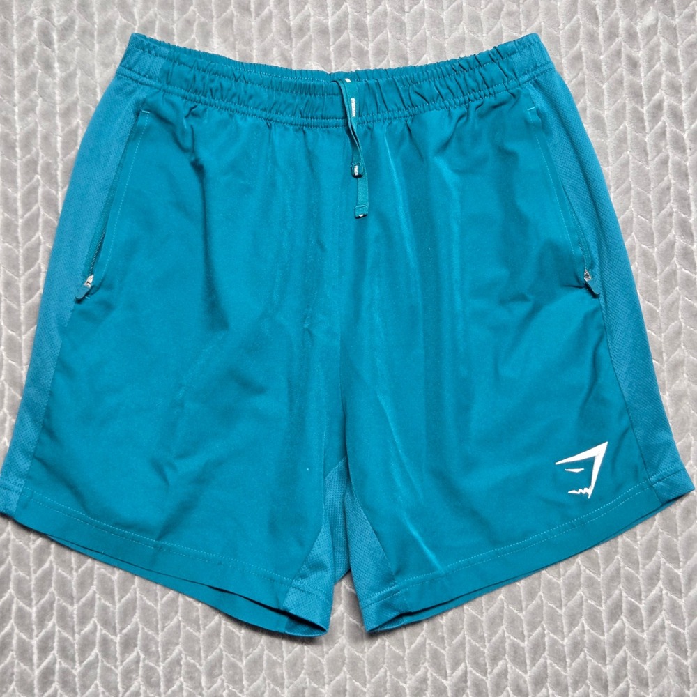 Gymshark Mens Teal Green Mesh Panel Athletic Training Shorts Size Medium Arrival